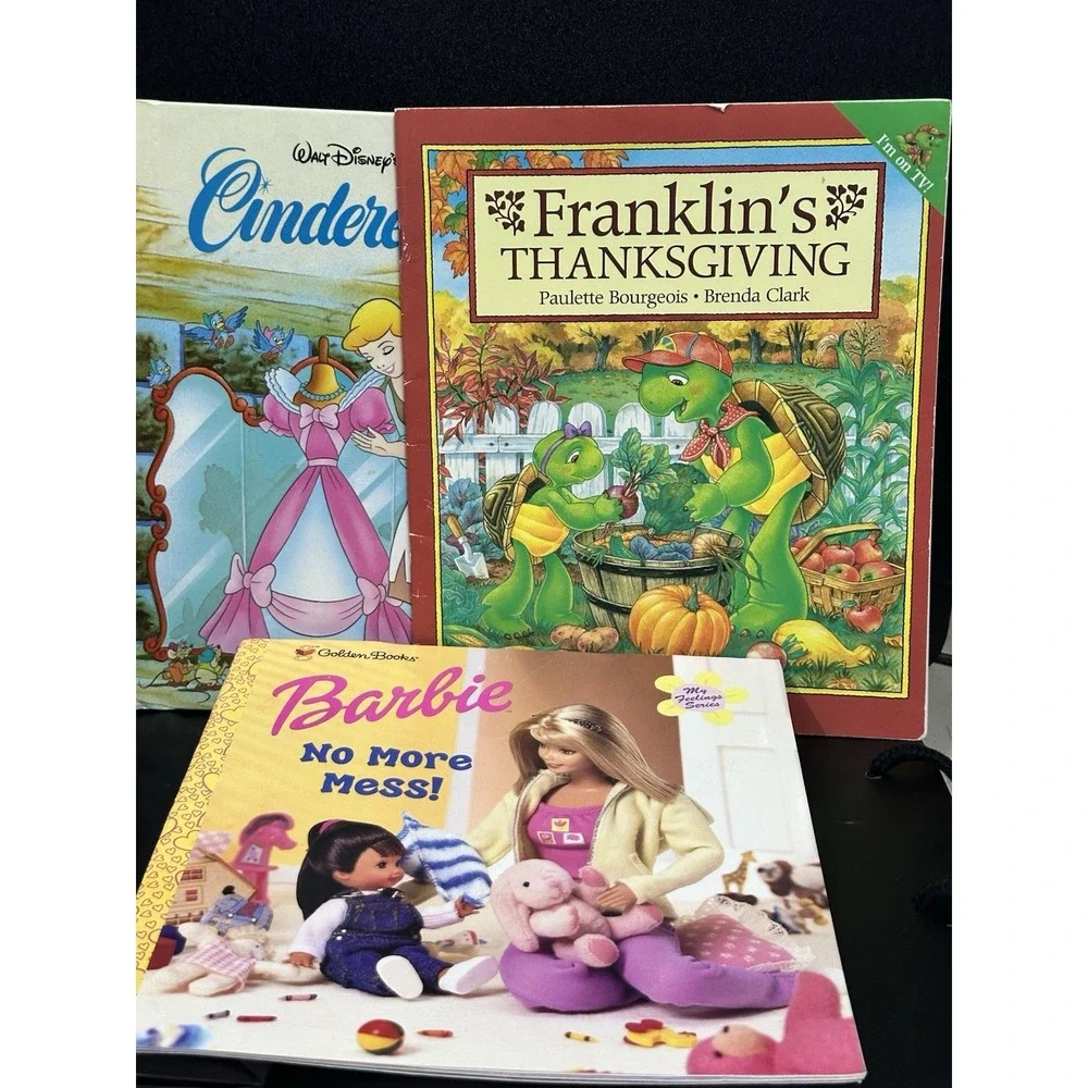Golden Book Disney‎ Scholastic Cinderella Franklin Barbie 3 Book Lot Kids